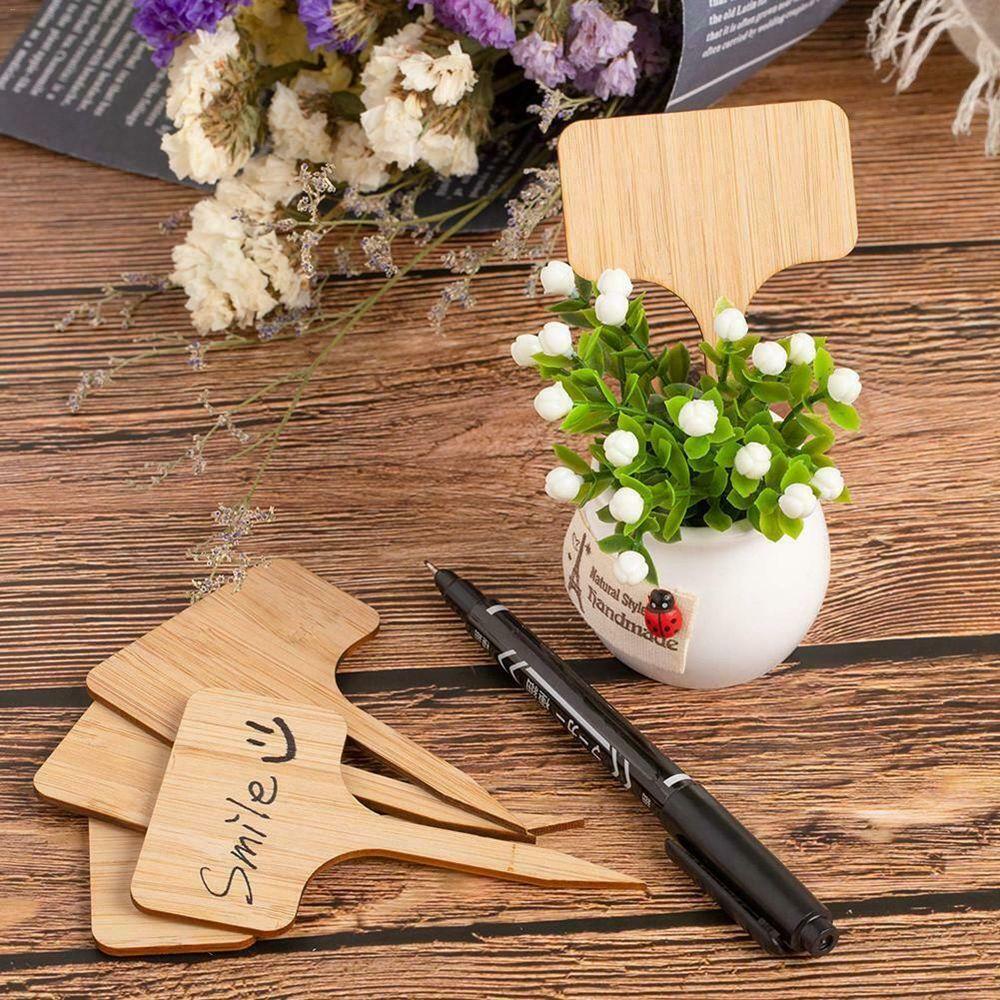 Bộ 50 Miếng Gỗ Tre Đánh Dấu Cây Trồng Hình Chữ T DIY