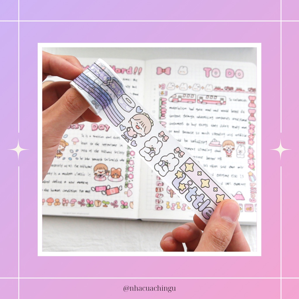 (CHIẾT) Set 6 cuộn Washi tape băng dính sticker nhãn dán hoạt hình đáng yêu (ảnh thật)
