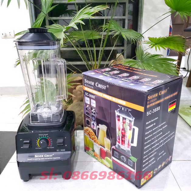 Máy Xay Công Nghiệp SILVER CREST 3600W SC-3688, Máy Xay Sinh Tố Công Nghiệp đa năng: Xay đá, rau má, thịt, cá, đồ khô