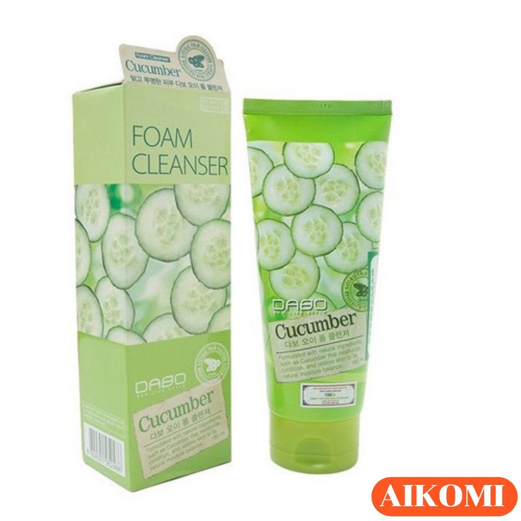 Sữa Rửa Mặt Dabo dưa leo Hàn Quốc - Cleanser 180ml sạch da, se khít lỗ chân lông ,mờ vết tàn nhang, giảm nếp nhăn