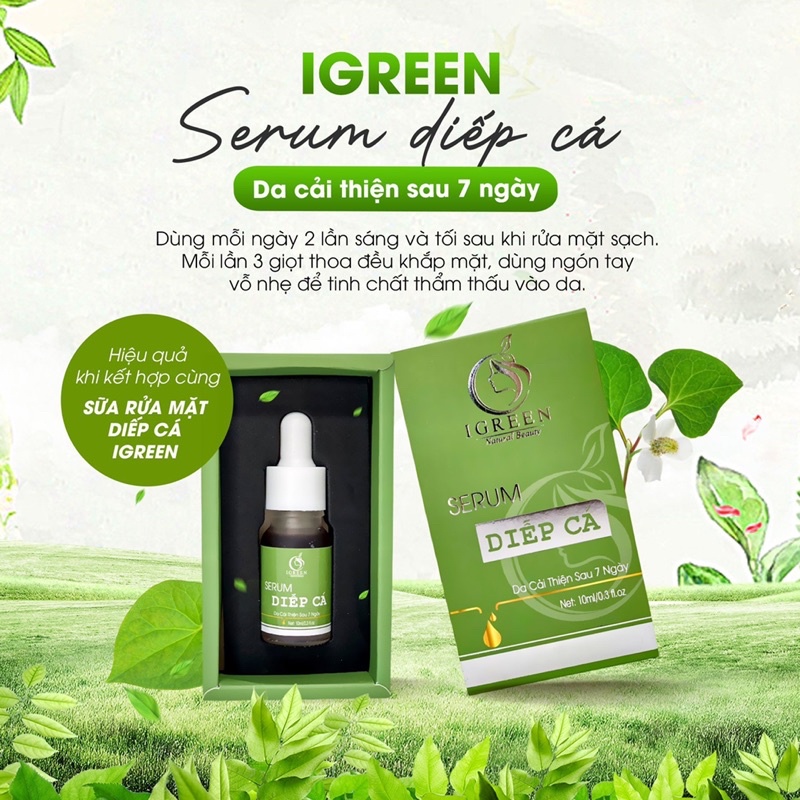 Serum IGREEN Diếp cá Sạch mụn, mờ thâm, thu nhỏ lỗ chân lông 10ml | BigBuy360 - bigbuy360.vn