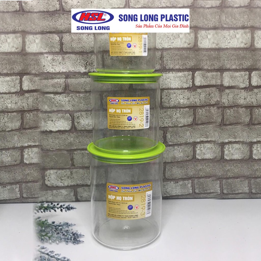 Bộ 3 hộp bảo quản thực phẩm nhựa có nắp Song Long Plastic 2819 cao cấp