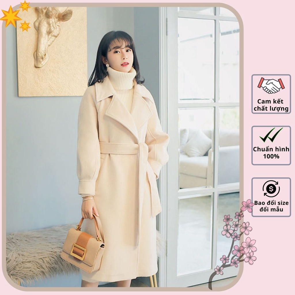 Hàng nhập - Áo khoác măng tô dạ len cổ vest tiểu thư - AK09645