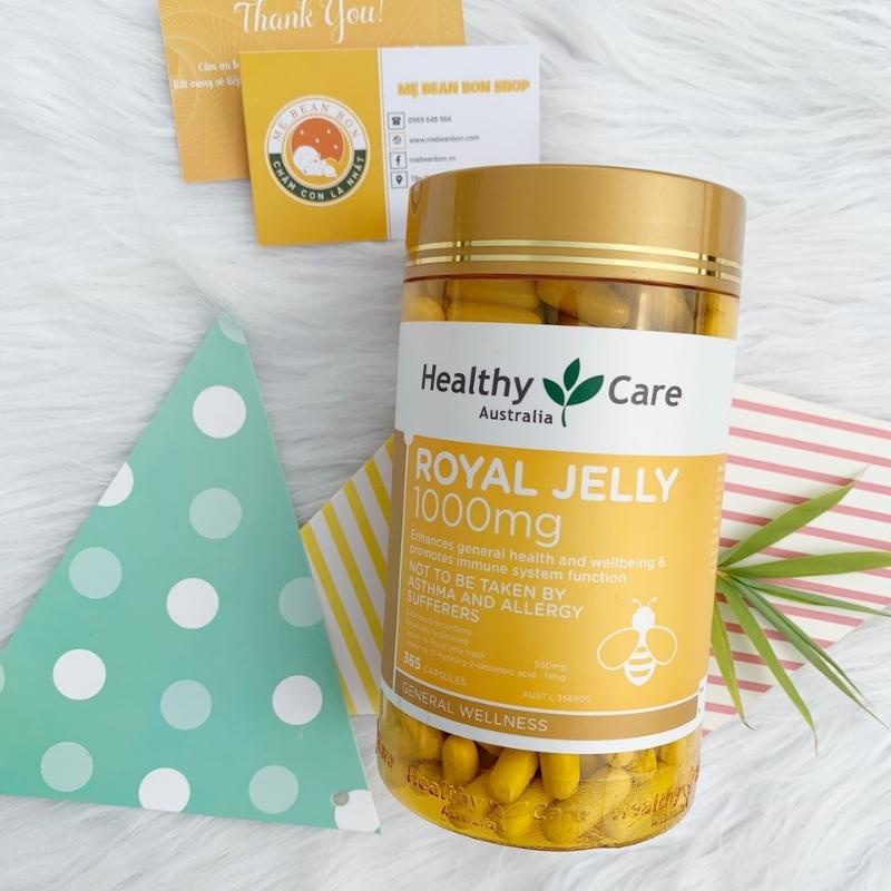 Sữa Ong Chúa Royal Jelly 1000 Healthy Care Úc 365 viên hỗ trợ sức khoẻ với nhiều công dụng cho phụ nữ - mẹ bean bon