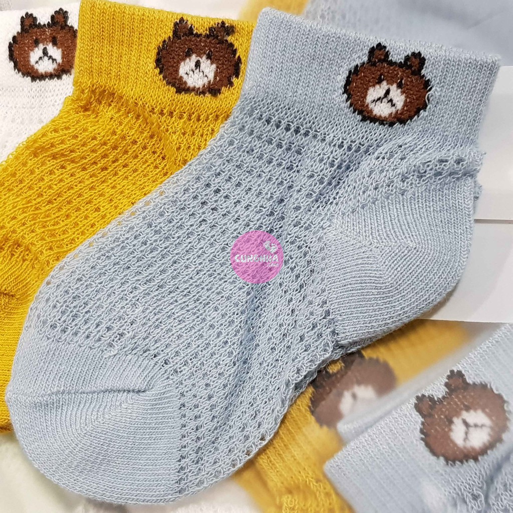 |FAMARAL1 giảm 10k cho đơn 50k|5 Đôi Tất Lưới Cổ Ngắn Cho Bé Trai Bé Gái Hình Gấu T34