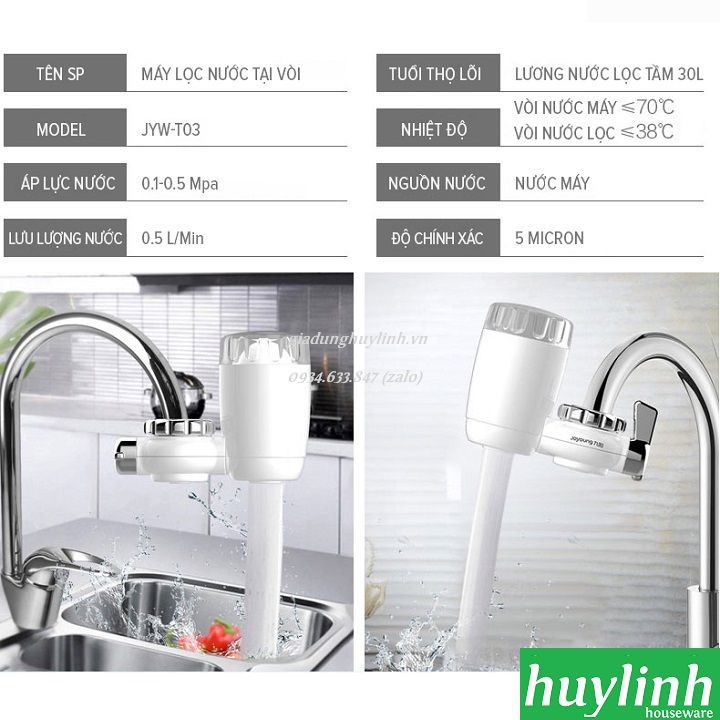 Thiết bị máy lọc nước tại vòi Joyoung JYW-T03 - Lọc nước máy - Lõi lọc 5 cấp