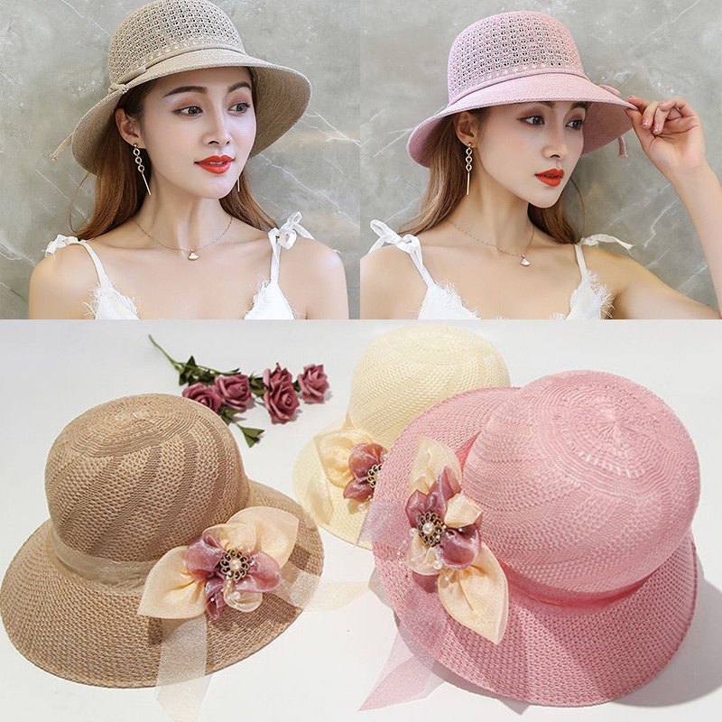 Nón Cối Rộng Vành Phối Nơ Thời Trang Cho Nữ