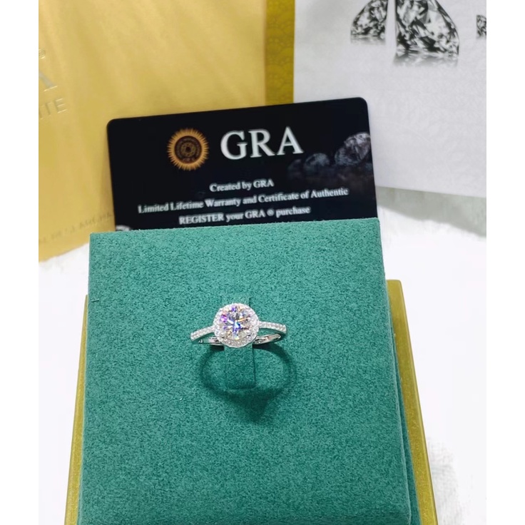 Nhẫn bạc sterling 100% S925 sterling bạc 100% có thể điều chỉnh hình kim cương thanh lịch cho nữ 1 carat