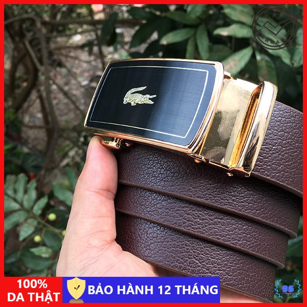 Thắt lưng nam cao cấp, khóa tự động, mặt hình cá sấu, da bò nguyên miếng, da thật 100% - S96TL01