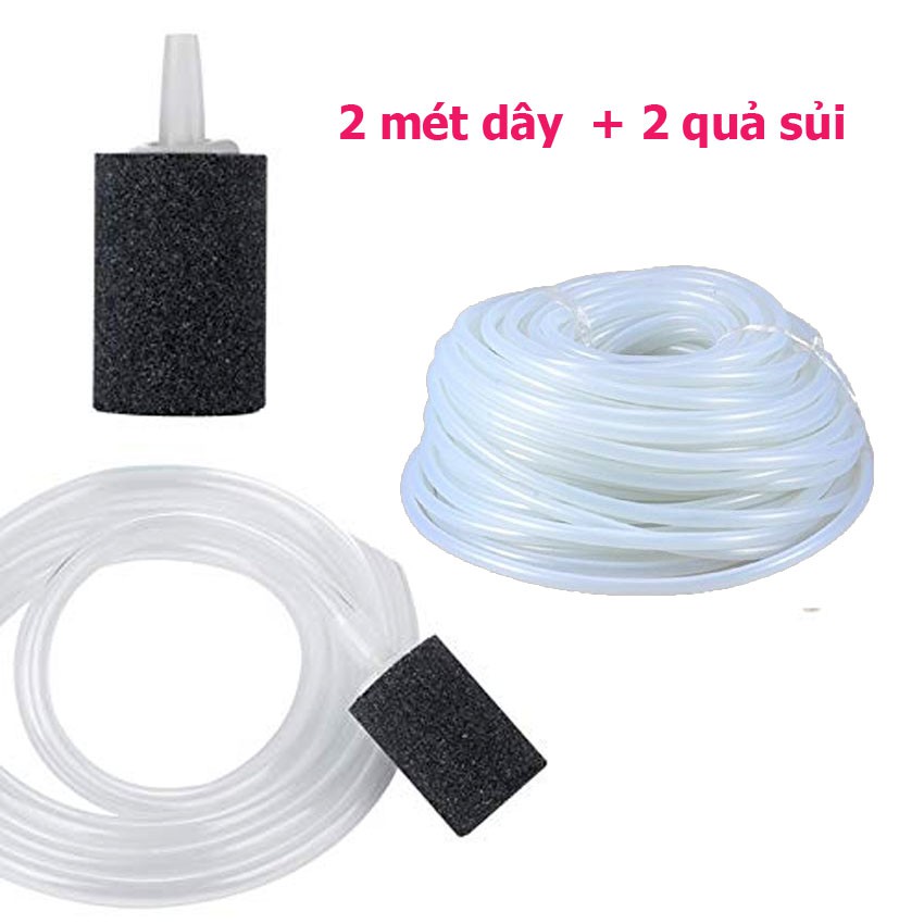 Combo 2 Máy sục bể cá + 5 mét dây sủi loại tốt. Shop tặng kèm mỗi máy 1 mét dây và quả sủi trị giá 15k/ mỗi quà tặng