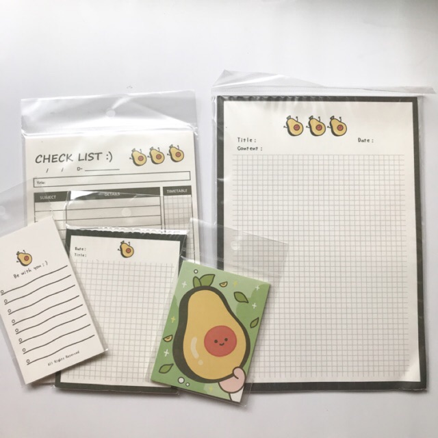 Tập giấy Bơ, Bánh mì, Gấu xanh, Cherry, planner, to do list, notes, B5 note (bán lẻ)