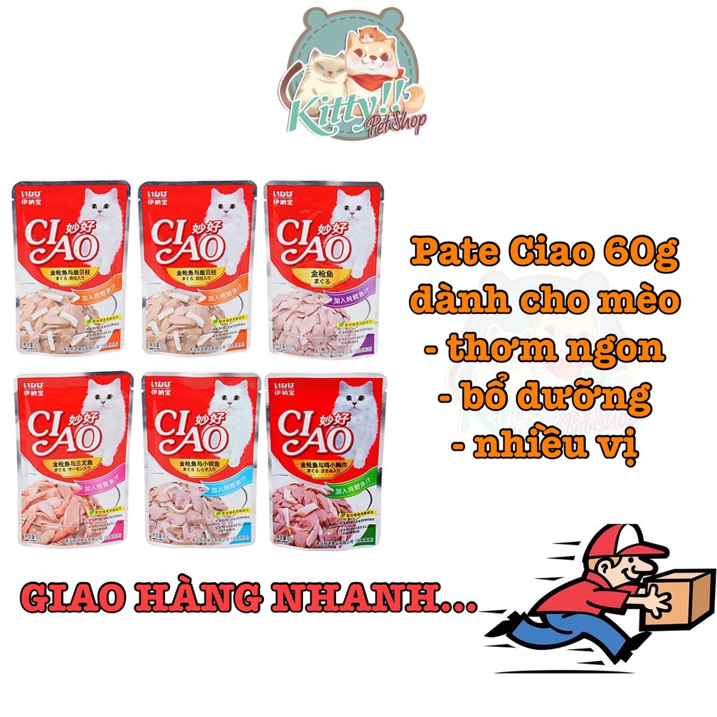 Pate Ciao Maguro dành cho mèo, thức ăn pate ướt nhiều vị, thơm ngon, giá rẻ cho mèo 60gram - Kitty Pet Shop