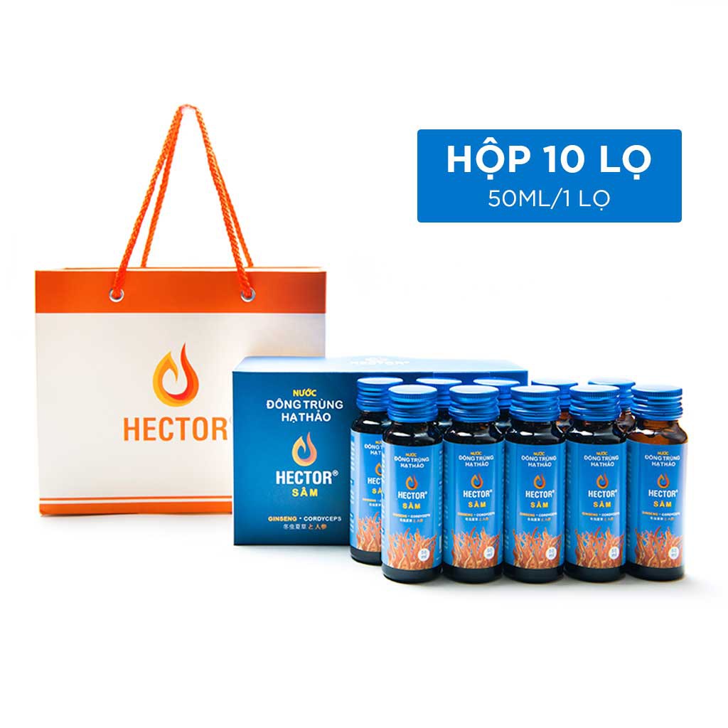 Đông trùng hạ thảo Hector Sâm tăng cường sức khỏe [hộp 10 lọ, mỗi lọ 50ml]