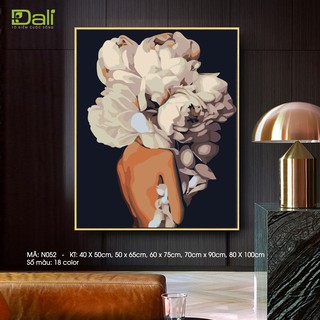 Tranh treo tường tự tô màu số hóa DALI Cô gái hoa hiện đại N052