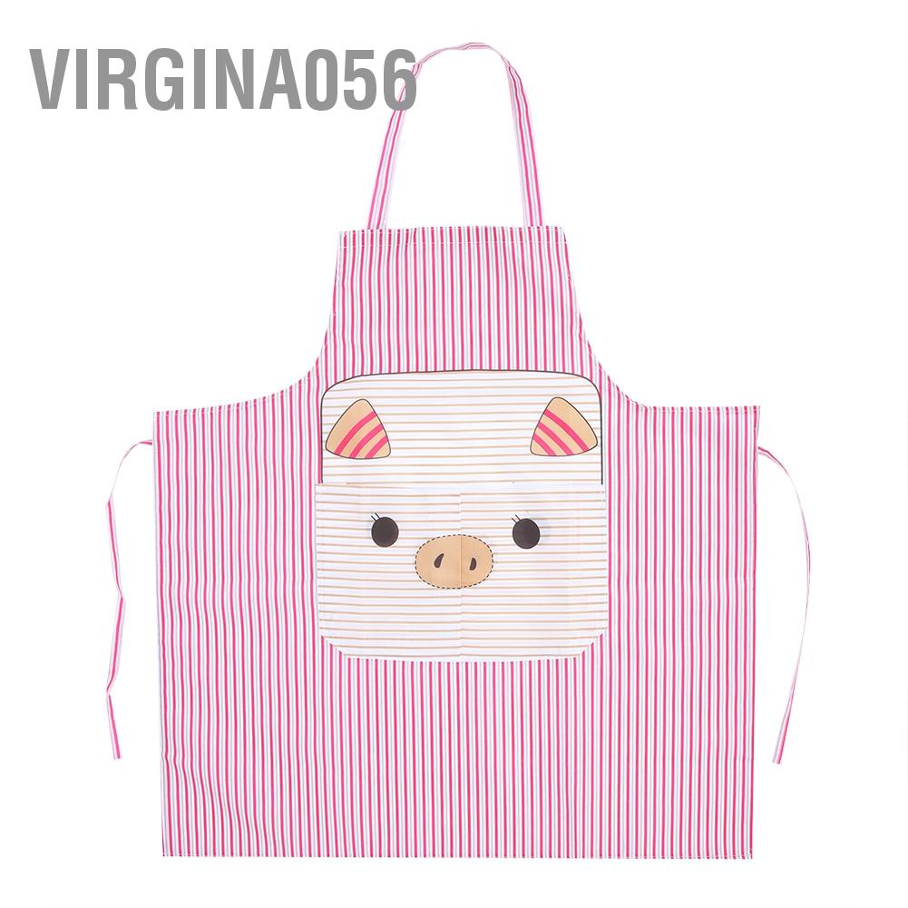 Virgina056 Cartoon Apron Polyester Oilproof Hanging Neck for Baking Roasting Cooking