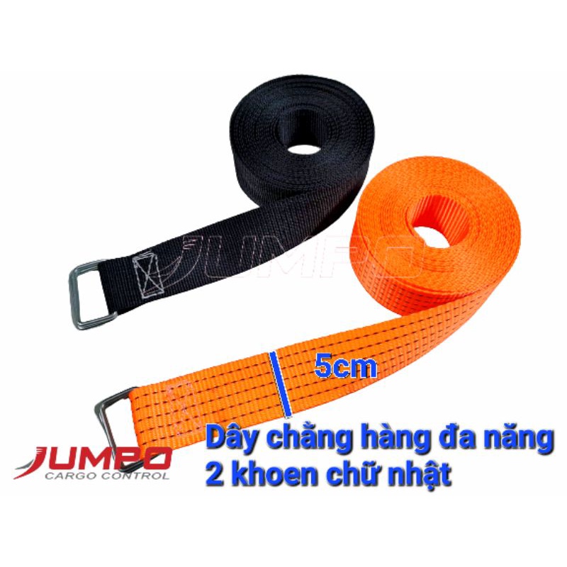 Dây chằng hàng đa năng Jumpo 2 khoen chữ nhật, bản 25 đến 50cm. Dây đai, dây chằng cột hàng hóa, hành lý, vali tiện lợi
