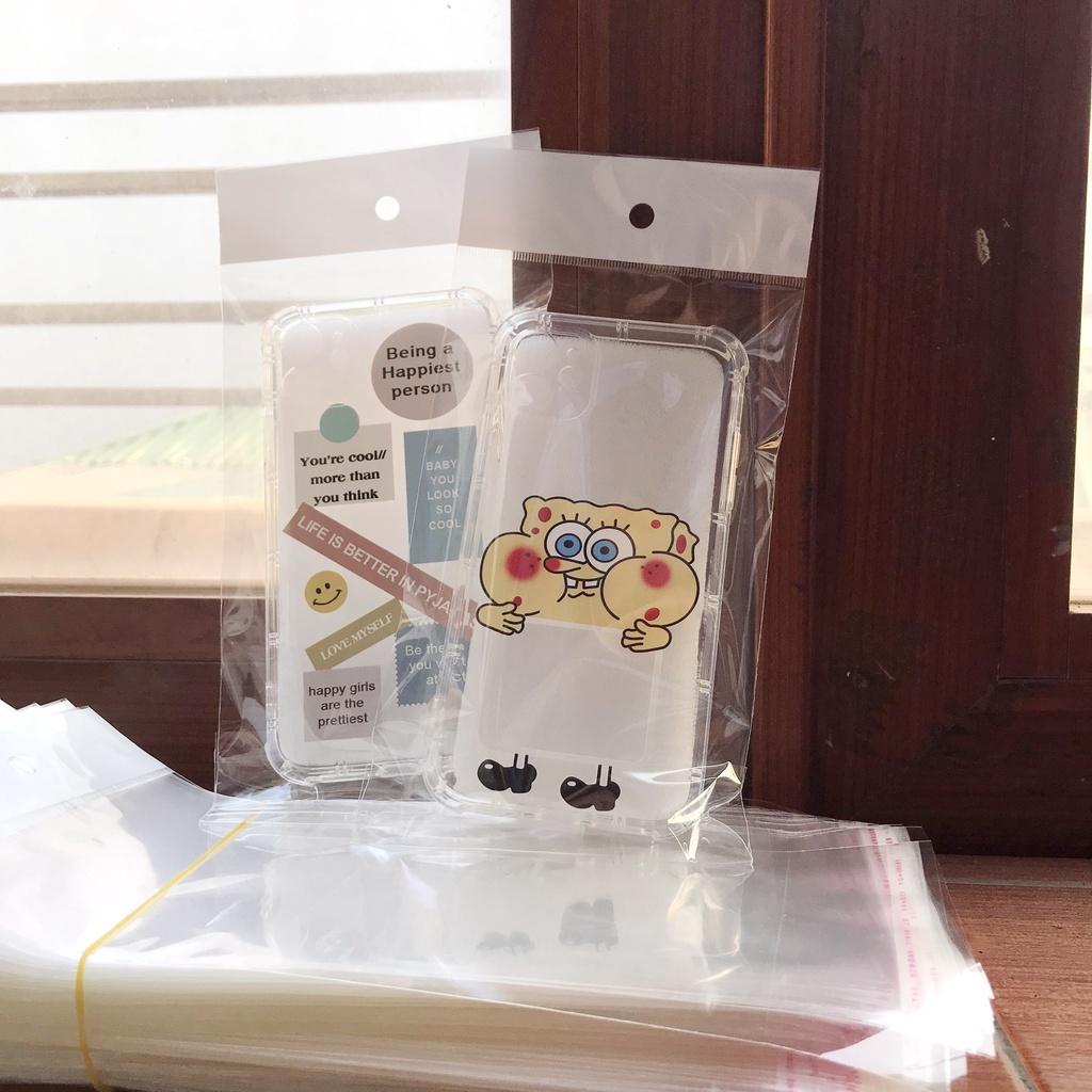 Size 9x18 - 10x20cm Có Móc Túi Kiếng Keo có móc màng ngọc treo ốp lưng trong suốt siêu đẹp chắc chắn - Bao Bì Khả Anh