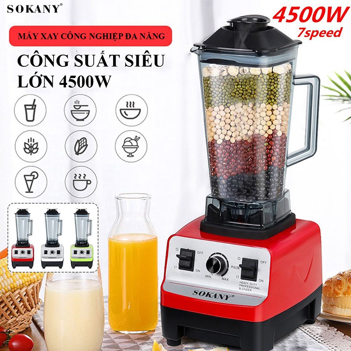 Máy Xay Công Nghiệp SOKANY Công Suất Lớn 4500W Xay Sinh Tố, Xay đá, Xay thịt, xay hạt, xay hoa quả