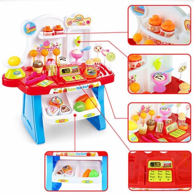 Đồ chơi quầy siêu thị kèm xe đẩy có đèn nhạc TOYS HOUSE chính hãng 668-41