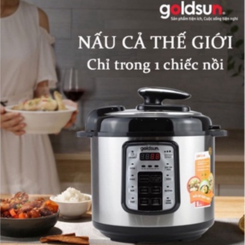 Nồi áp suất đa năng Goldsun CD4701, dung tích 6L, bảo hành chính hãng 12 tháng