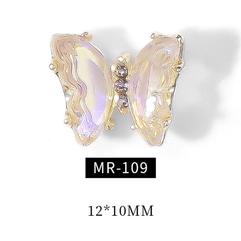 [Hàng mới về] Set 12 phụ kiện trang trí móng hình bướm đính đá pha lê giả nhiều màu sắc