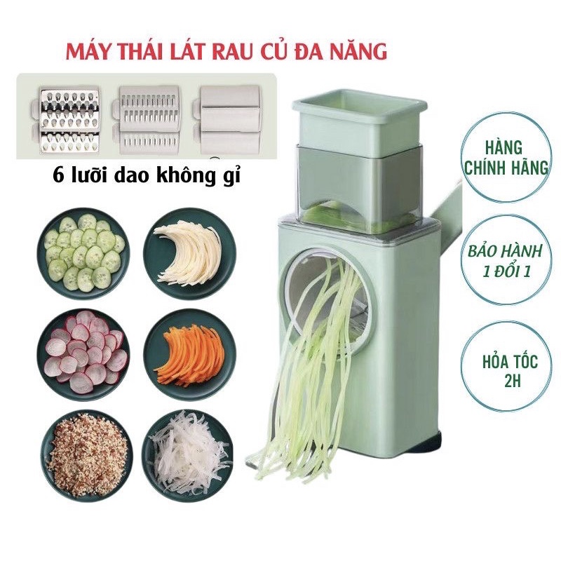 Dụng Cụ Thái Lát Bào Cắt Củ Quả Đa Năng 4In1 Kèm 3 Loại Lưỡi Dao Inox Máy Thái Lát Bào Rau Củ Quả Đa Năng