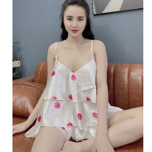 BỘ 2 DÂY PHI LỤA TRÁI DÂU 🍓FREE SHIP 🍓 BỘ NGỦ LỤA 2 DÂY BIGSIZE <75KG