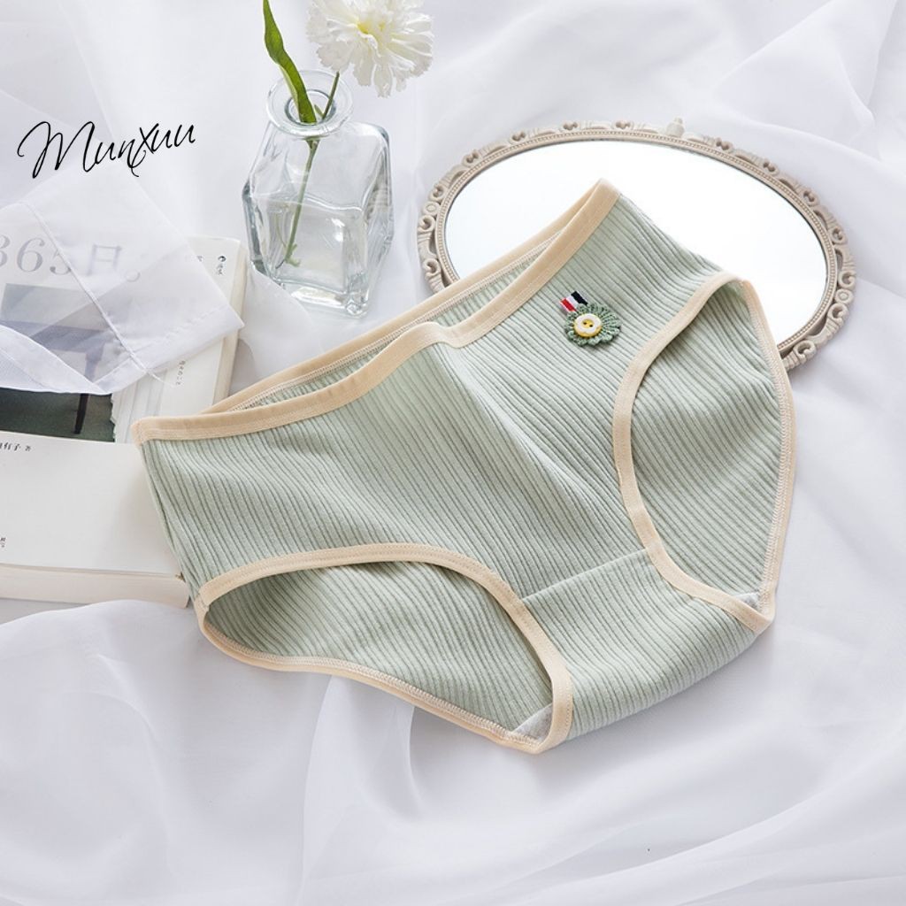 Quần lót nữ Cotton phối hình dễ thương, gân tăm co dãn mềm mại thông thoáng - MUNXUU QC76 | BigBuy360 - bigbuy360.vn