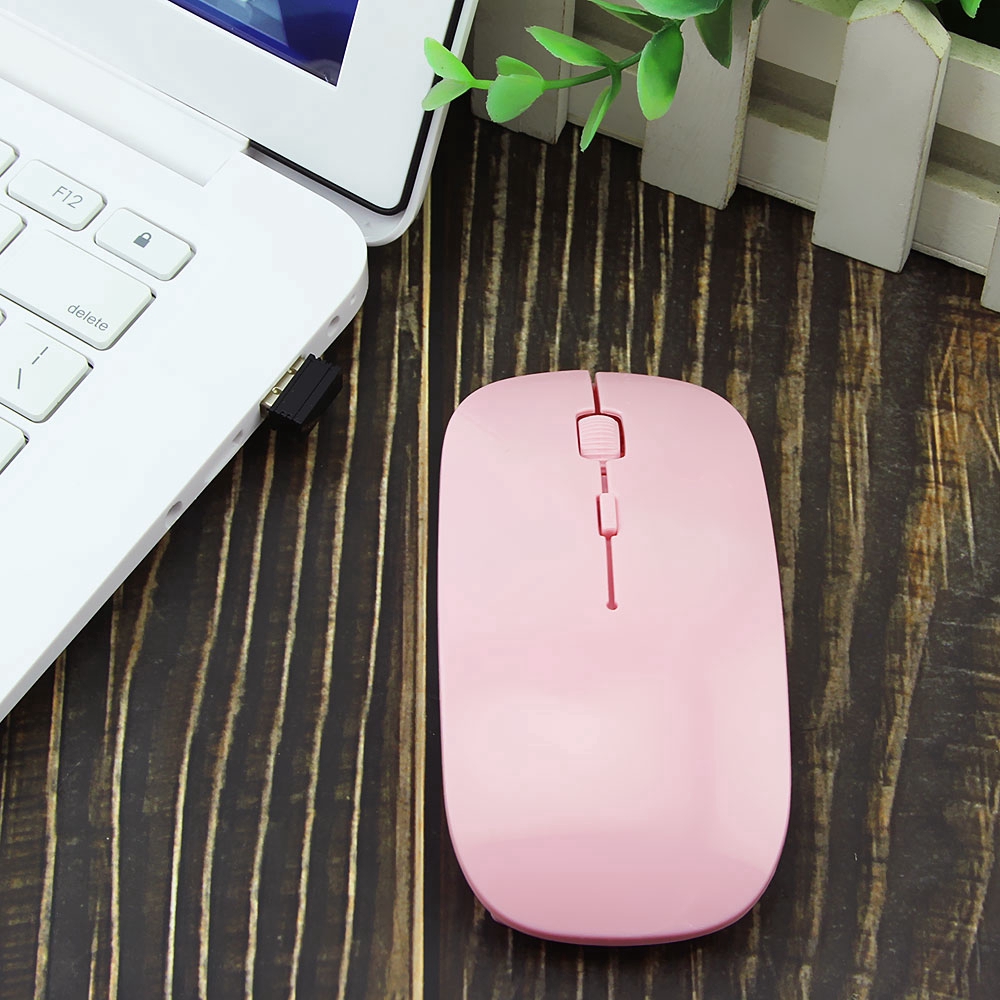 Chuột Chơi Game Không Dây USB Siêu Mỏng 2.4G Màu Sắc Ngọt Ngào Cho PC Laptop
