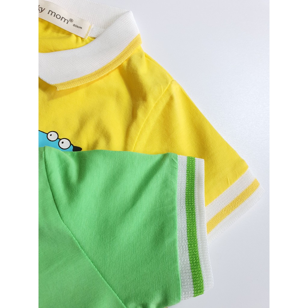 Áo Cổ Bẻ Cài Nút COTTON 100% In Hình Giả Túi Ngực MINKY MOM Cho Bé TN-IN17