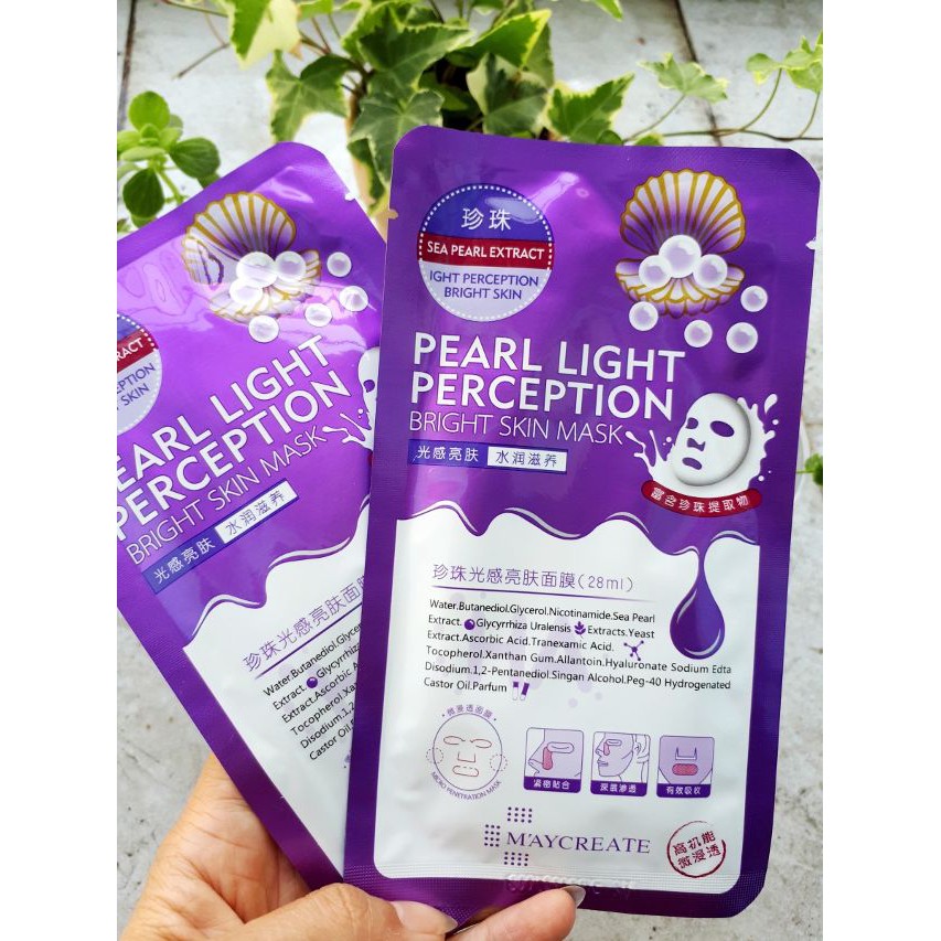 Mặt Nạ Pearl Light Perception: Thần Dược Dưỡng Da từ Ngọc Trai 1 HỘP -20 MIẾNG giảm thâm mụn và các đốm tàn nhang, sáng