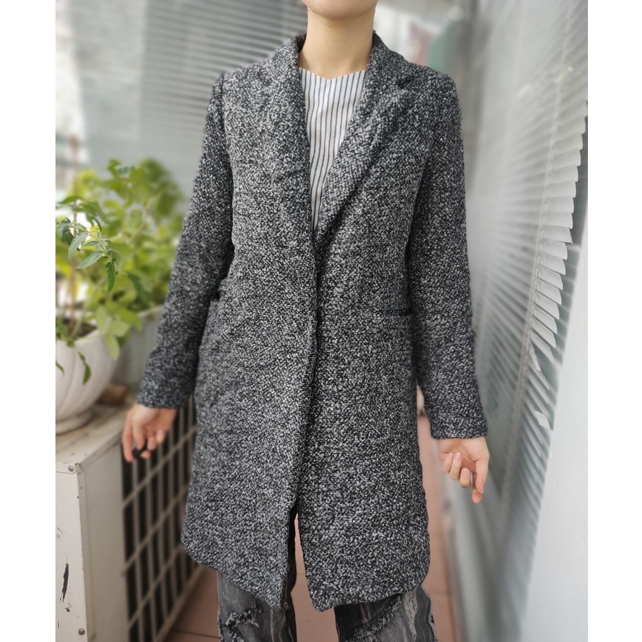 Áo khoác Măng tô Dạ Tweed Hàn second-hand, áo mangto, Trench coat- Đồ Si Bon MT7