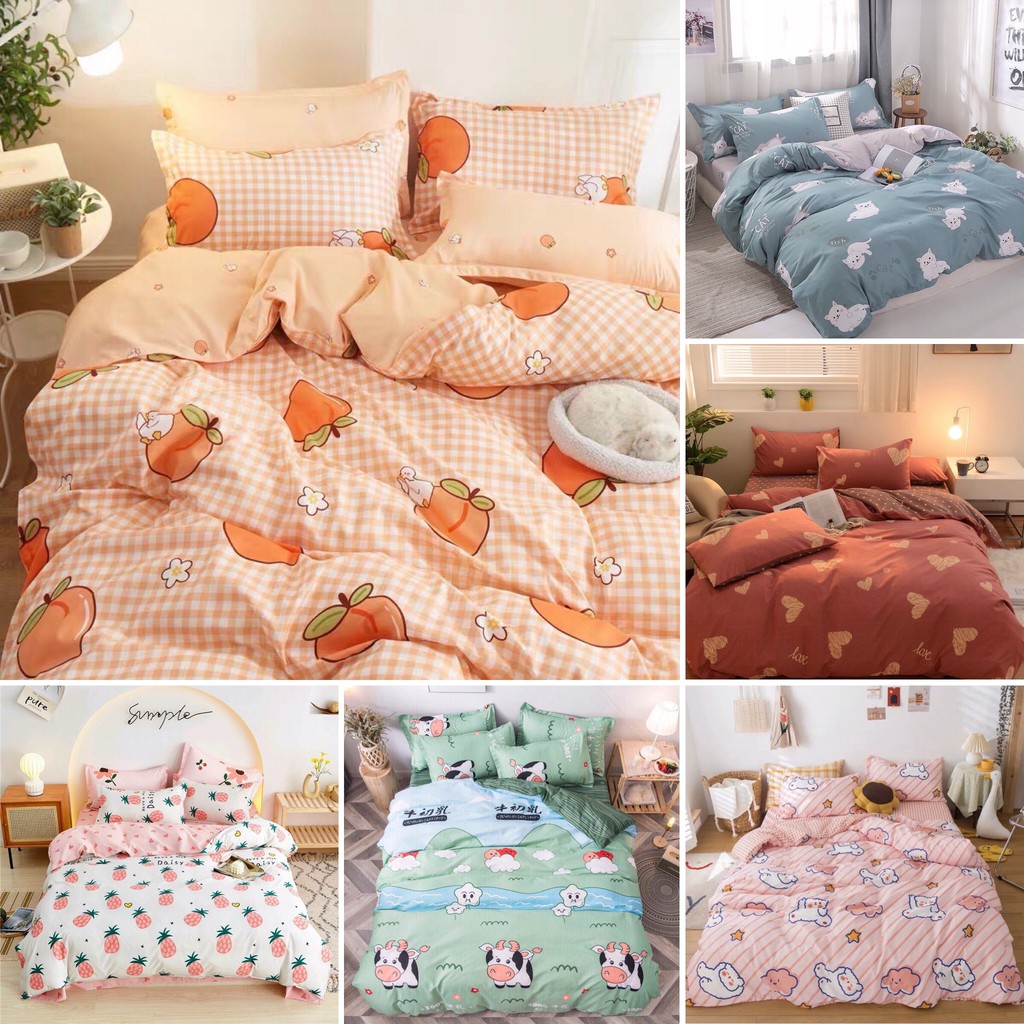 Bộ chăn ga gối sét hè Cotton Poly M2T bedding chăn ga Hàn Quốc miễn phí bo chun drap ga giường - xả kho