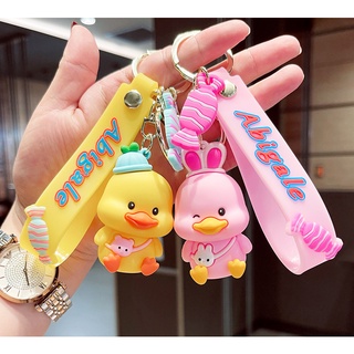 Móc khóa hình vịt con bằng cao su mềm dễ thương