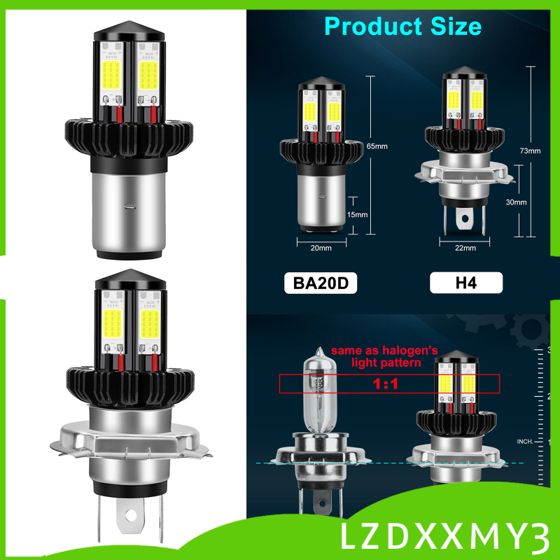 HOT Motorbike Motorcycle Headlight Bulbs LED Hi Lo beam 6000K White H4