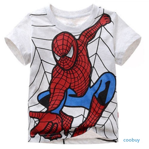 Áo Thun Tay Ngắn In Hình Người Nhện Cho Bé Trai
