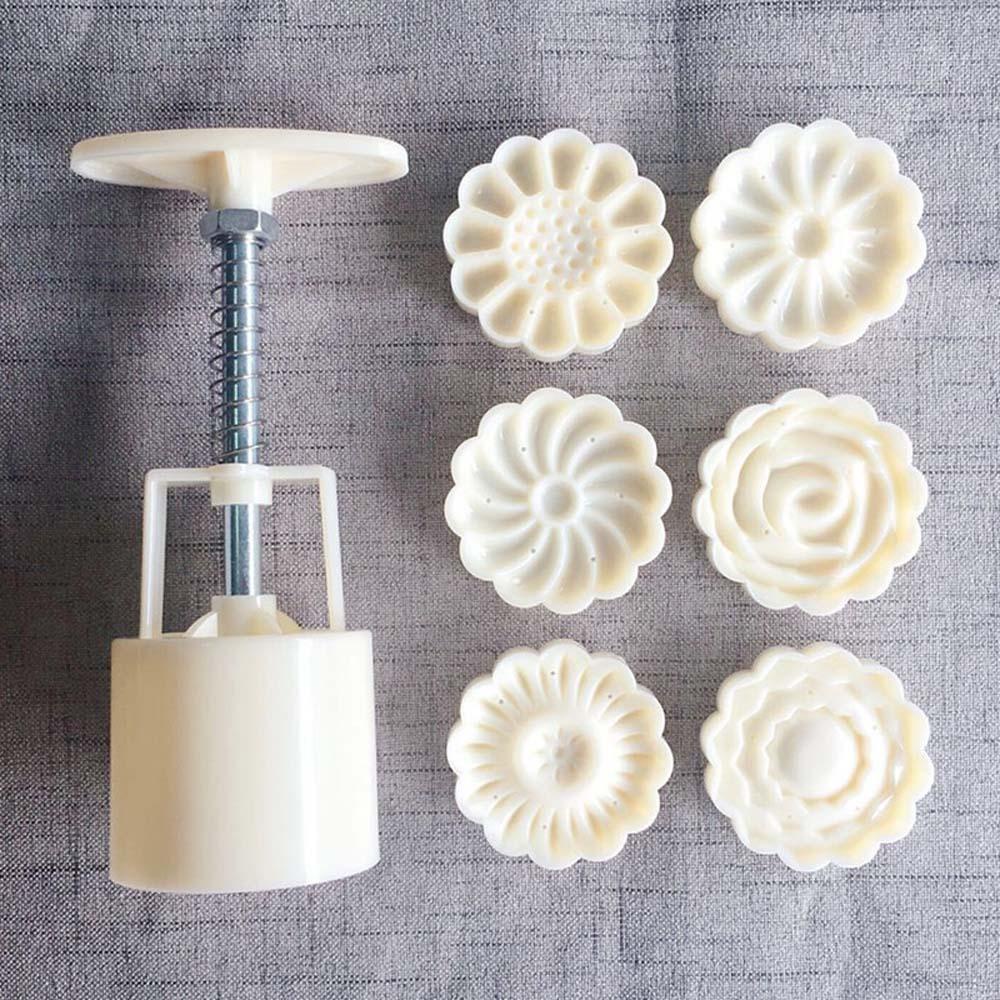 Bộ Khuôn Làm Bánh Trung Thu 1 / 6 Con Dấu Hình Hoa Phong Cách Trung Quốc DIY