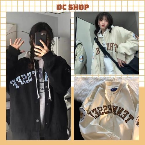 Áo khoác bomber DC 💖 FREESHIP 💖 unisex ⚡ 𝐂𝐨́ 𝐀̉𝐧𝐡 𝐓𝐡𝐚̣̂𝐭 ⚡ Áo bomber bóng chày chất kaki dày dặn, mặc đi học, đi chơi