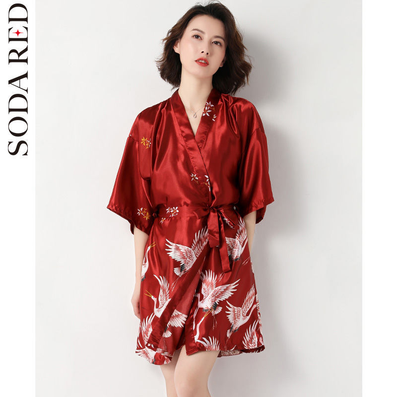 Áo Choàng Ngủ Phong Cách Kimono Quyến Rũ Thoải Mái Dành Cho Nữ