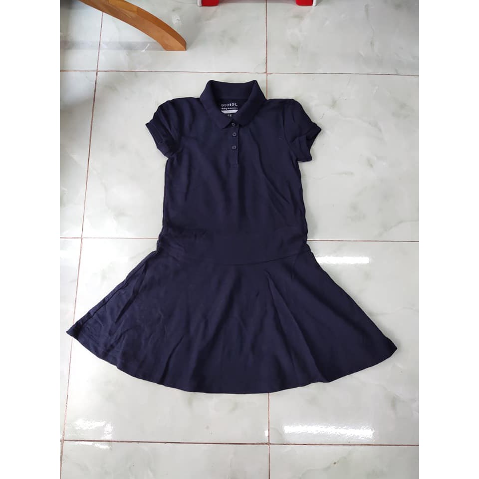 ( 4-8 tuổi) Váy hè ngắn tay cổ polo màu xanh Navy nhãn hiệu GEORGE cho bé gái