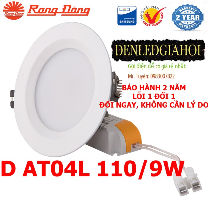 03 Đèn LED âm trần Downlight 9W Rạng Đông -D AT04L 110/9W
