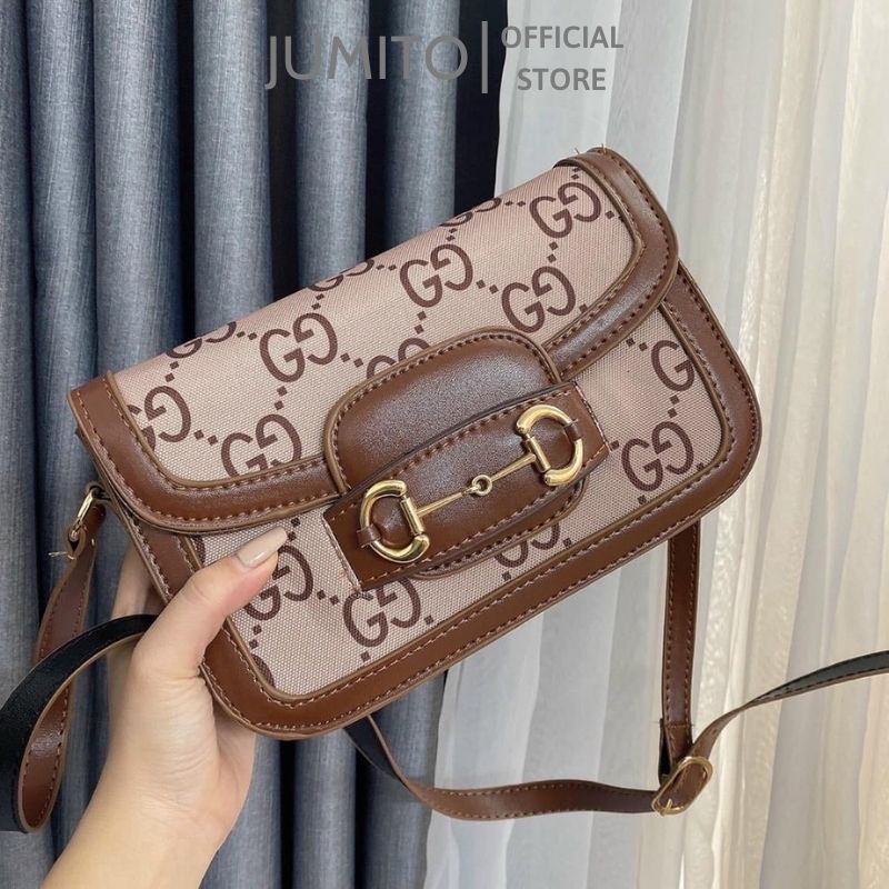 Túi xách nữ viền da nâu đeo chéo đeo vai thời trang 2023 JUMITO T1.021