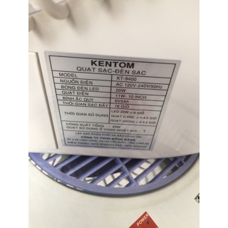 QUẠT SẠC KENTOM 9400 1 bình và 2 bình