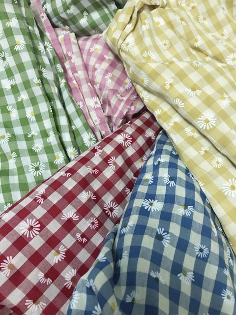 Vải thô kẻ caro nguyên liệu may scrunchies
