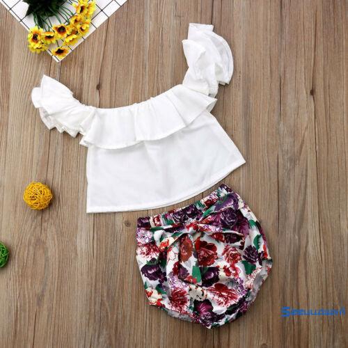 Bộ Áo Crop Top + Quần Short Mùa Hè Cho Bé Gái