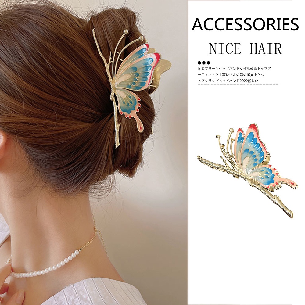 Kẹp tóc Haimeikang kim loại hình bướm phong cách retro cho nữ