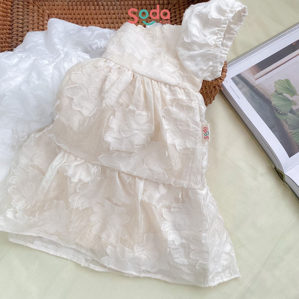 Váy bé gái, váy công chúa Cloudfee SODA KIDS họa tiết hoa nổi nhiều màu