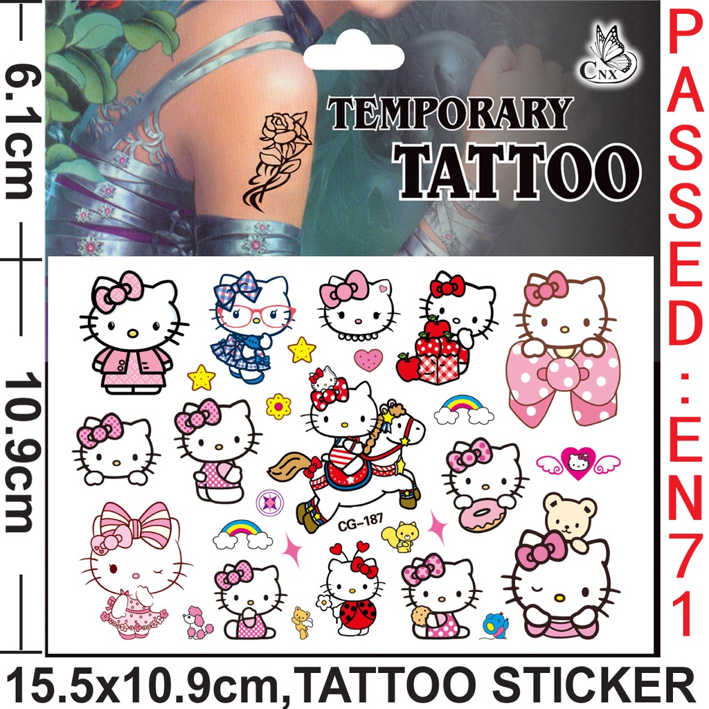 Hình xăm dán tạm thời họa tiết Hello Kitty dễ thương