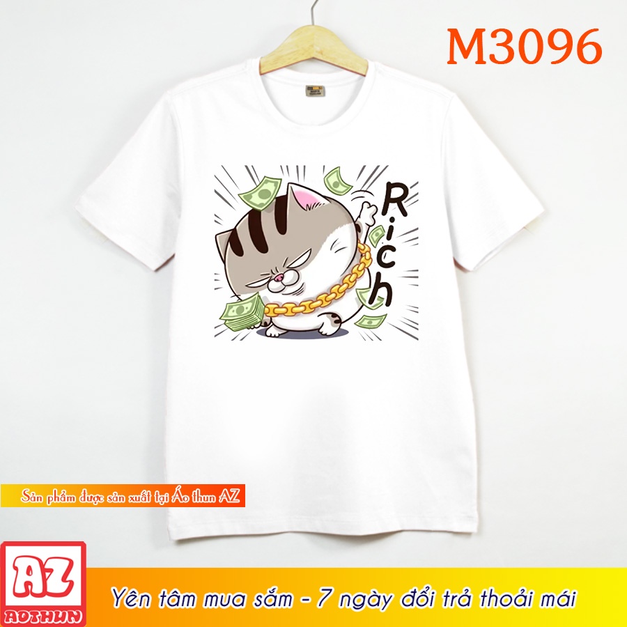 Áo thun nam nữ in hình mèo ami bụng bự