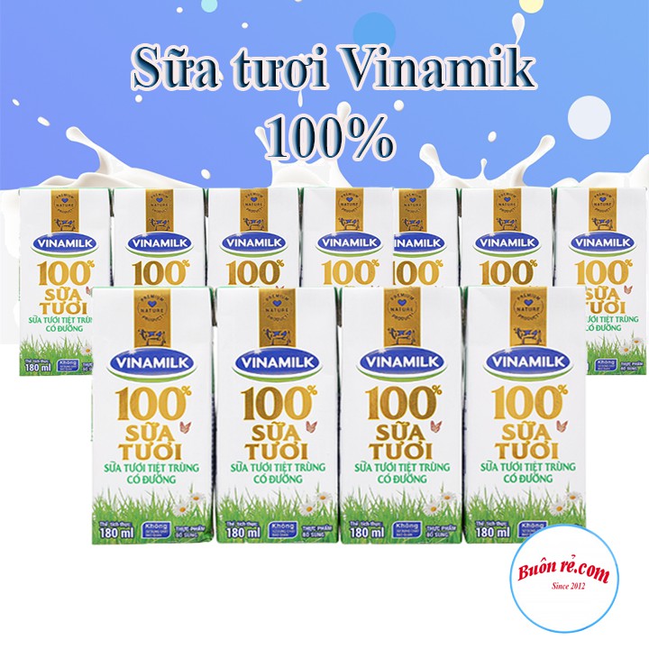 Sữa tươi Vinamik 100% nguyên chất - 1 vỉ 4 hộp  180ml - thơm ngon 01218 _ Buonrecom